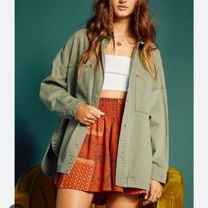 Bucket list green denim shirt jacket